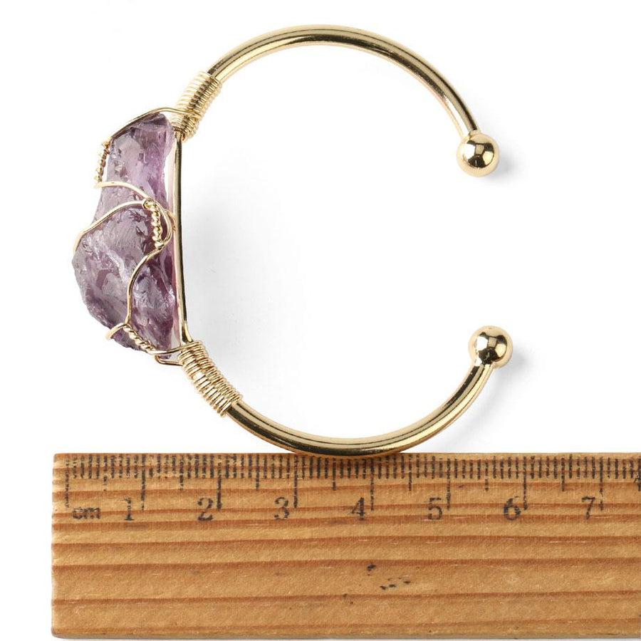 Bracelet jonc ajustable avec pierre centrale irrégulière naturelle