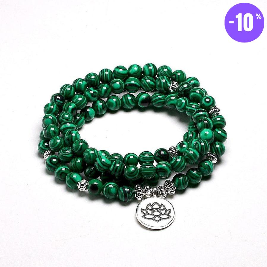 Bracelet mala tibétain en pierres de malachite