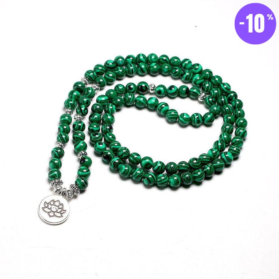 Bracelet mala tibétain en pierres de malachite