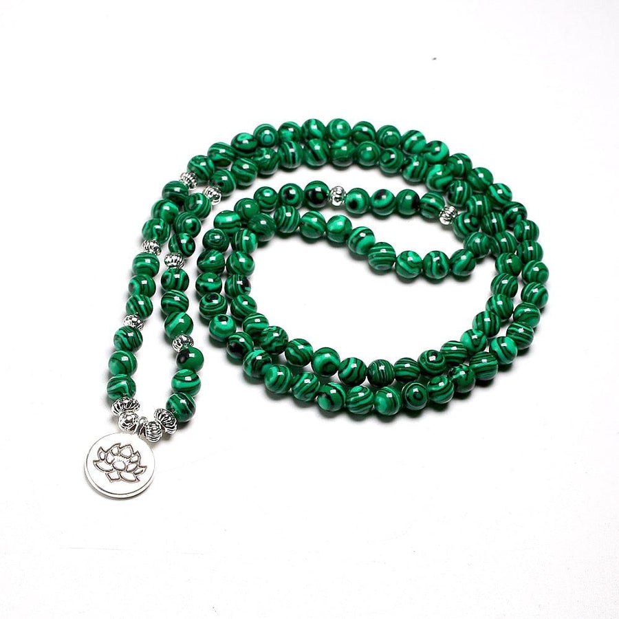 Bracelet mala tibétain en pierres de malachite