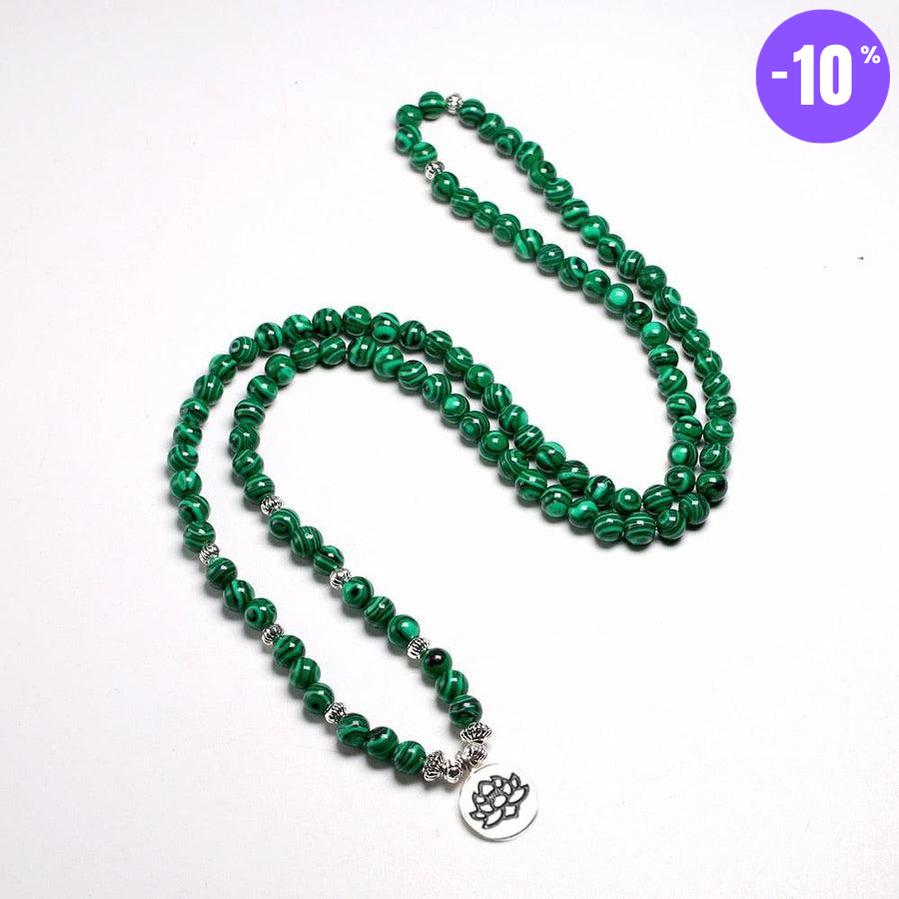Bracelet mala tibétain en pierres de malachite