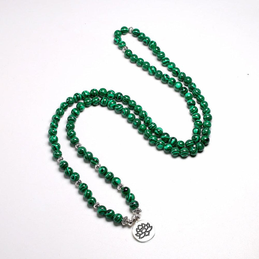 Bracelet mala tibétain en pierres de malachite