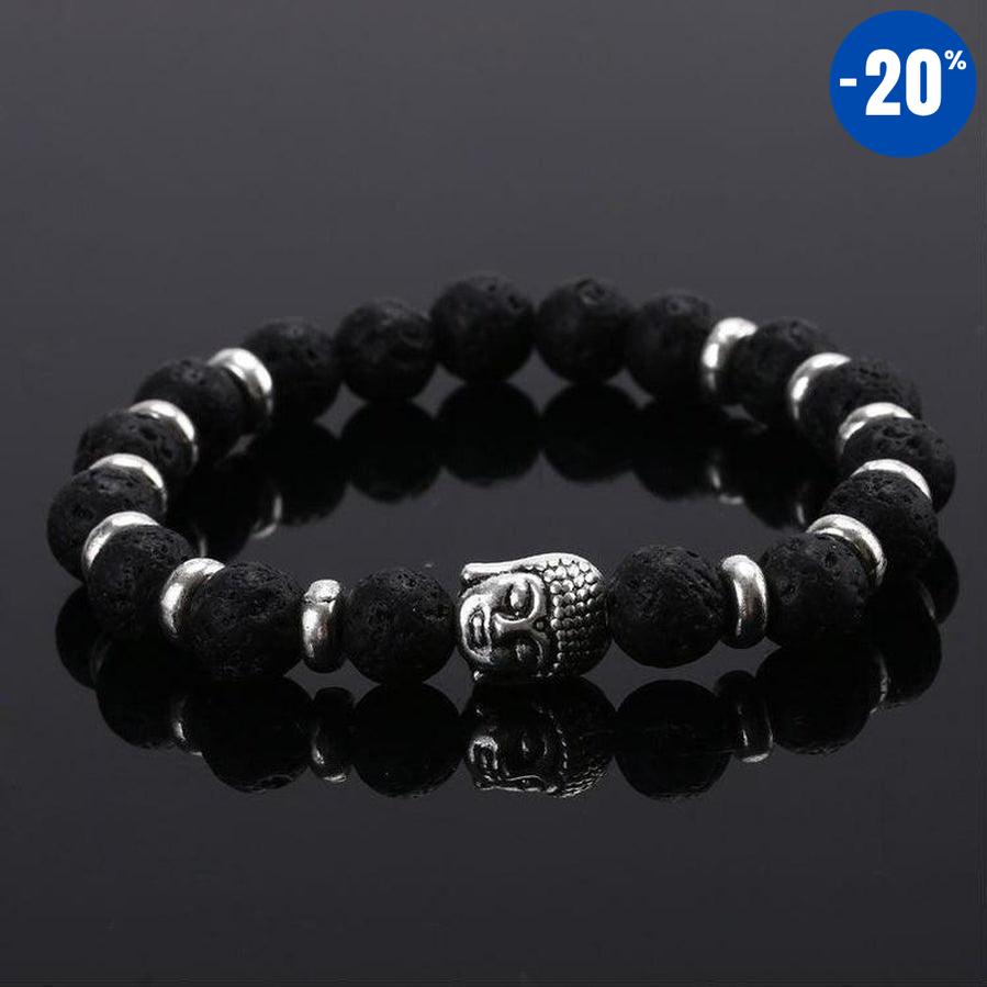 Bracelet zen avec tête de bouddha argenté