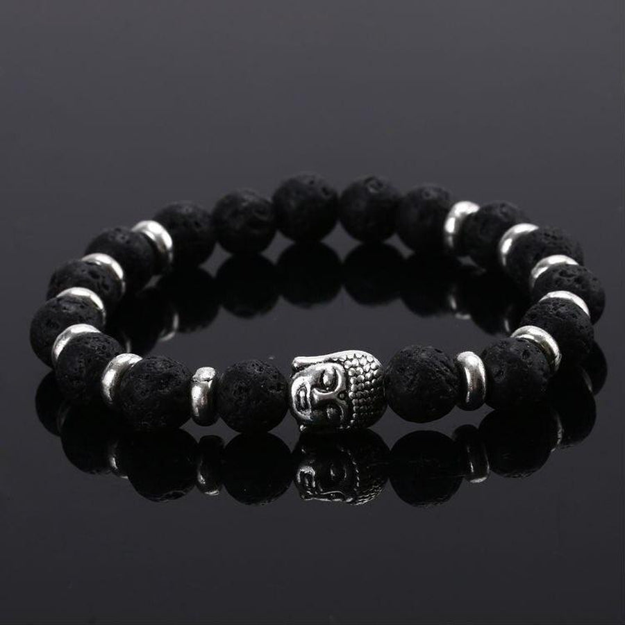 Bracelet zen avec tête de bouddha argenté