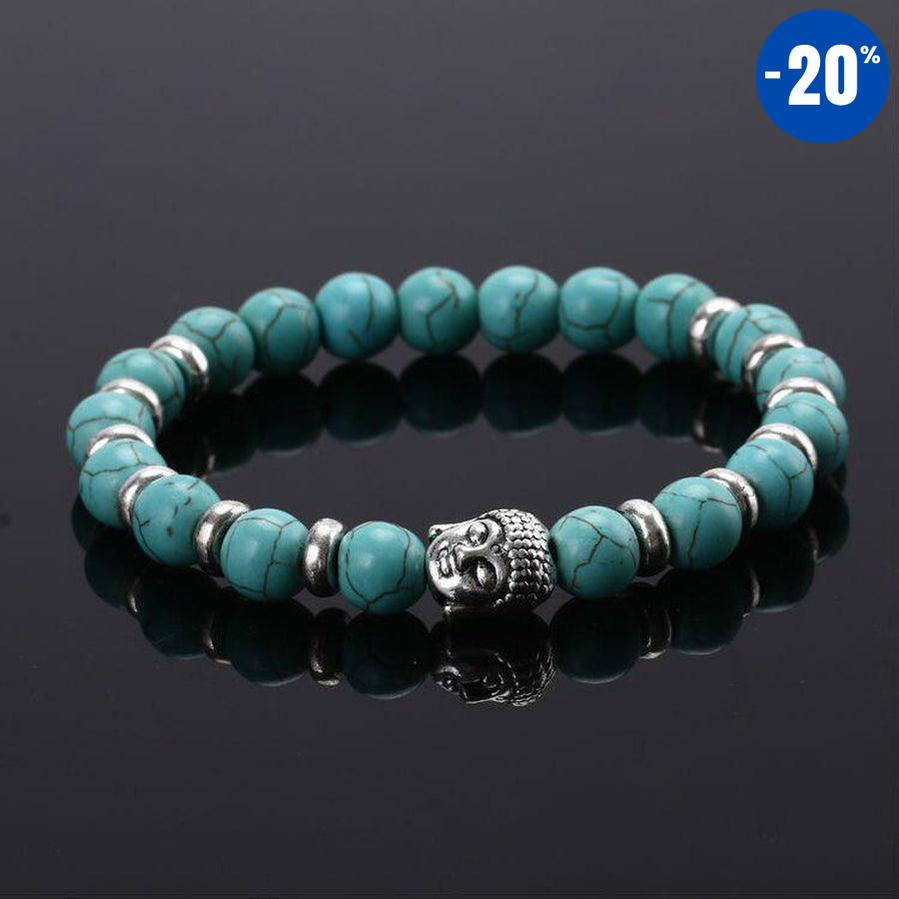 Bracelet zen avec tête de bouddha argenté