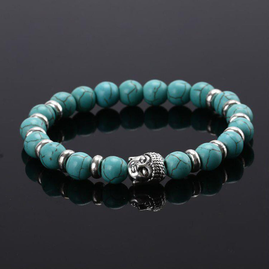 Bracelet zen avec tête de bouddha argenté