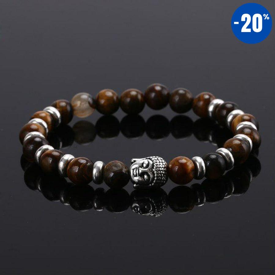 Bracelet zen avec tête de bouddha argenté