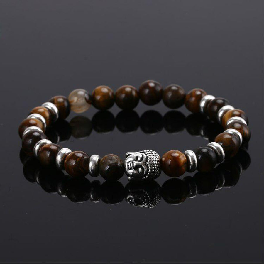 Bracelet zen avec tête de bouddha argenté