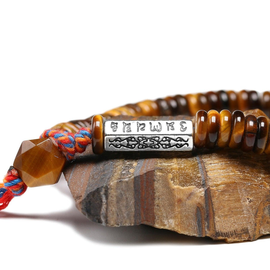 Bracelets bouddhiste en pierres d’Œil de tigre naturel