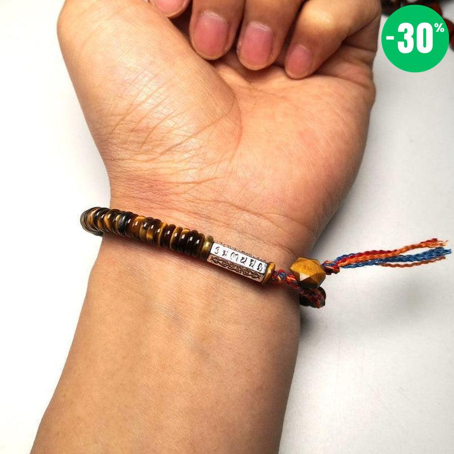 Bracelets bouddhiste en pierres d’Œil de tigre naturel