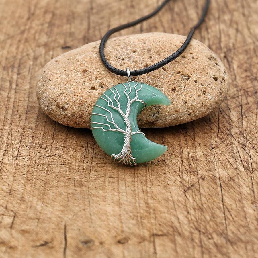 Collier pendentif Arbre de vie en forme de lune