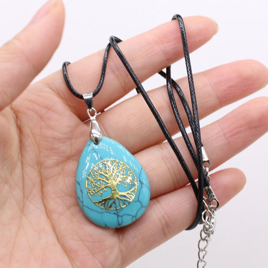Collier pendentif « arbre de vie » en pierre naturelle