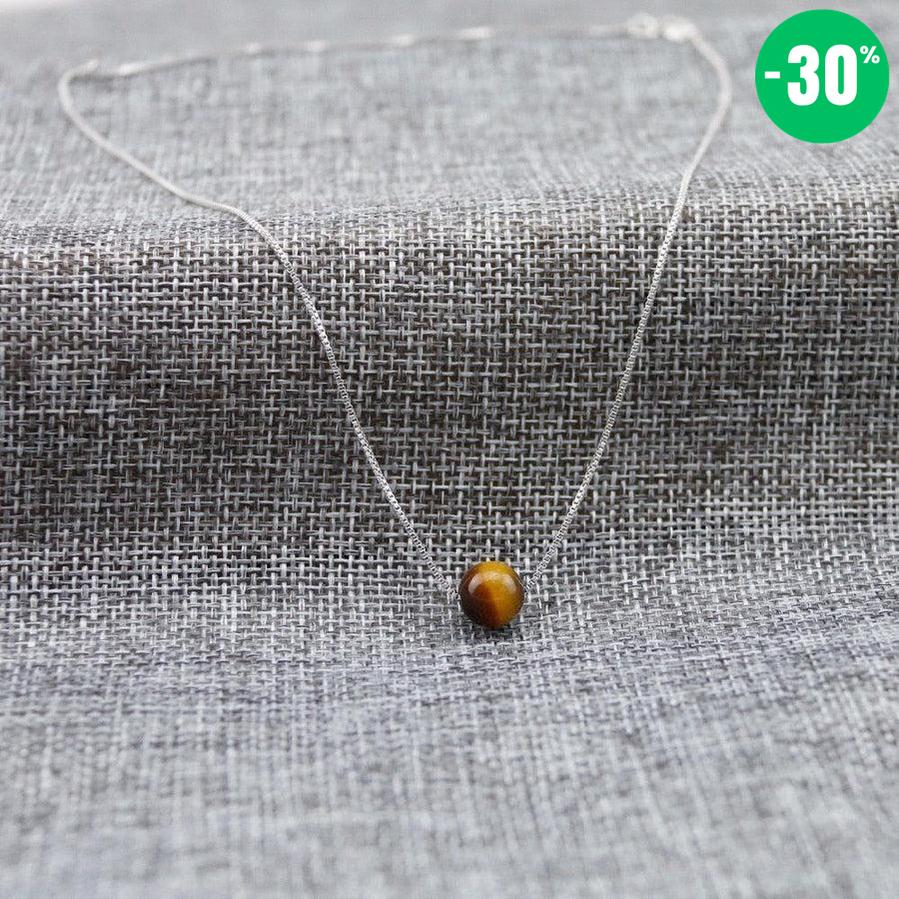 Collier pendentif en pierre d’Œil de tigre brun naturel