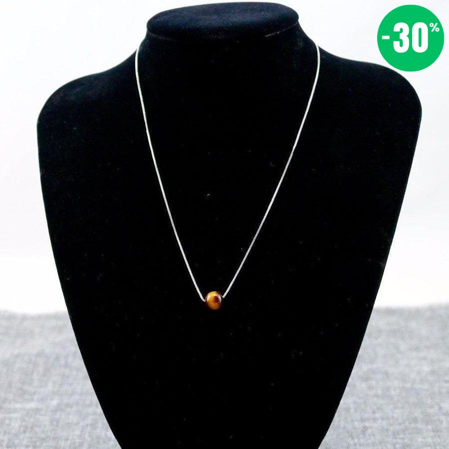 Collier pendentif en pierre d’Œil de tigre brun naturel