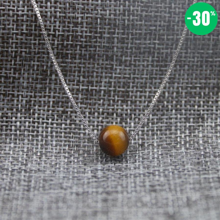Collier pendentif en pierre d’Œil de tigre brun naturel