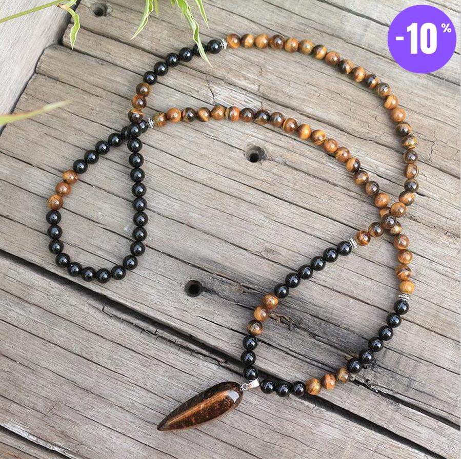 Mala et de protection 108 perles en Œil de tigre et son bracelet
