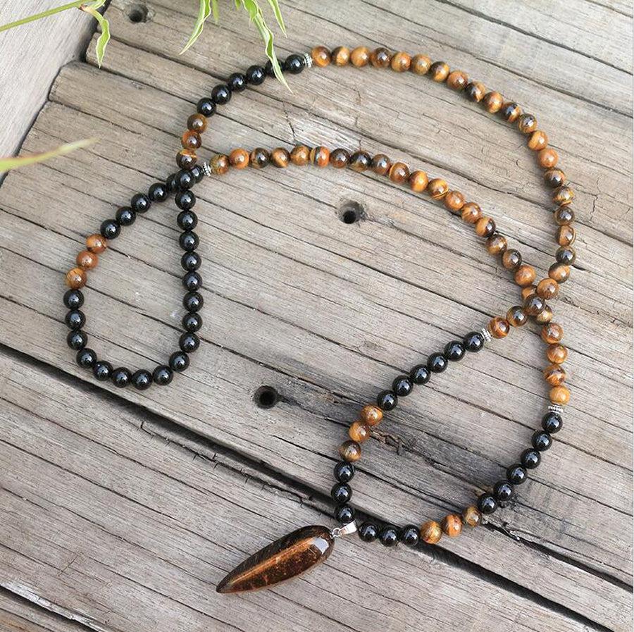 Mala et de protection 108 perles en Œil de tigre et son bracelet