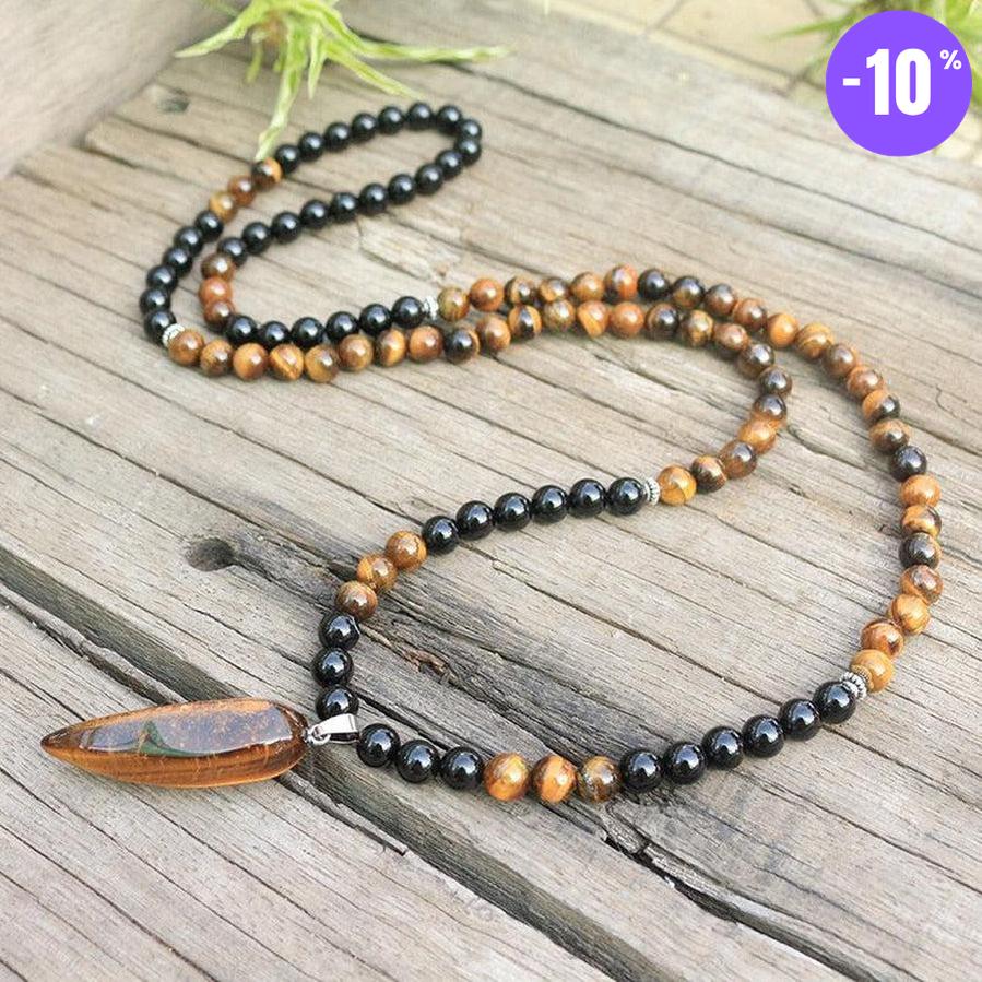 Mala et de protection 108 perles en Œil de tigre et son bracelet