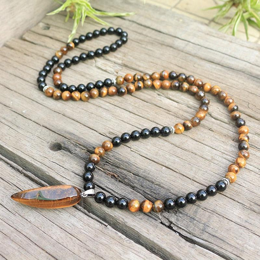 Mala et de protection 108 perles en Œil de tigre et son bracelet