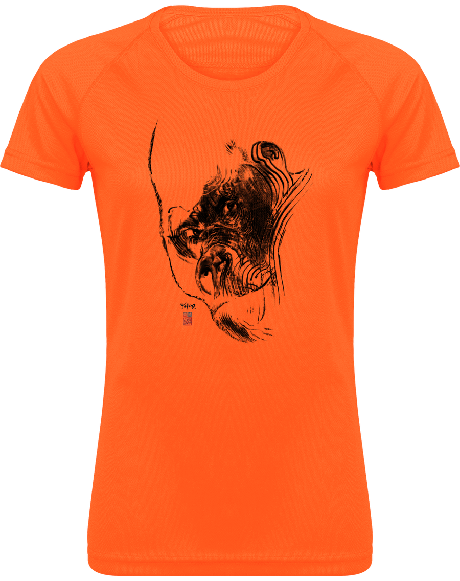 T-Shirt de sport, col rond, pour femme "Gorille totem" - collection Daography