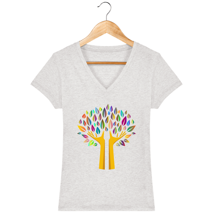 T-shirt Femme col en V en coton bio «Arbre de Vie 1»