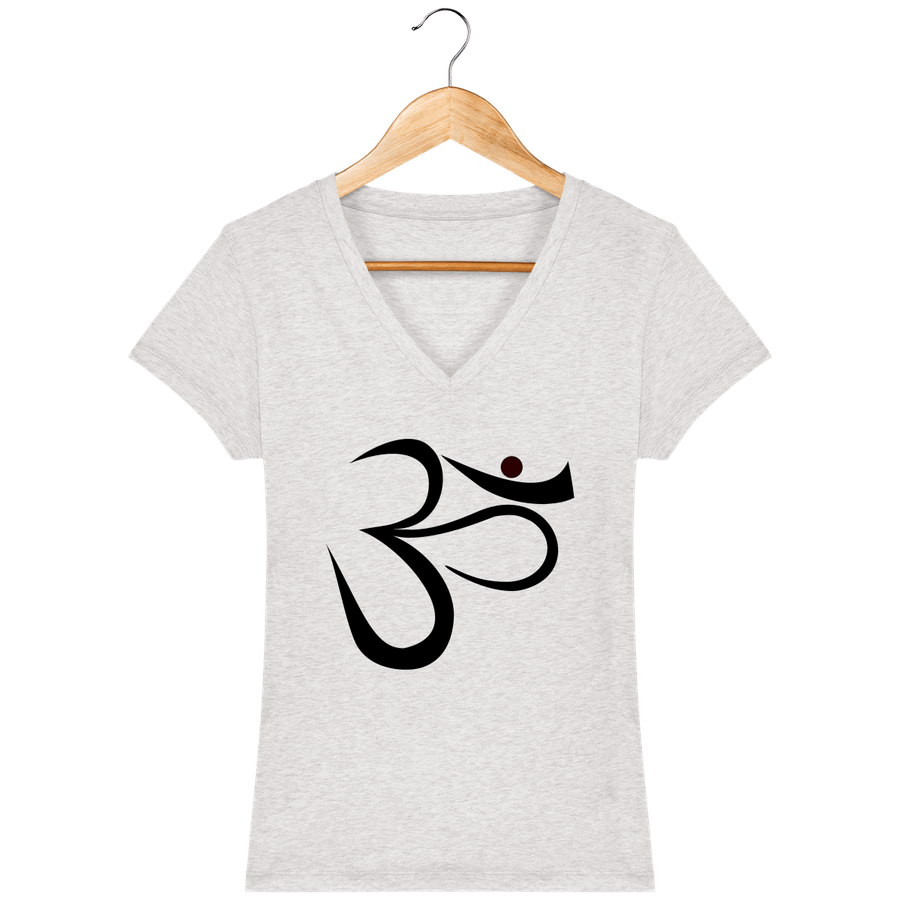 T-shirt col V en coton bio pour femme «Aum 2»