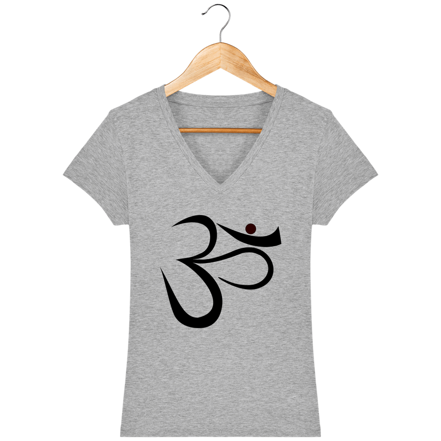 T-shirt col V en coton bio pour femme «Aum 2»