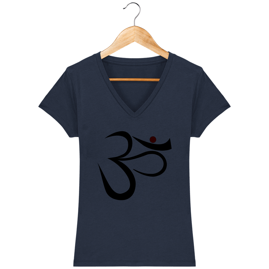 T-shirt col V en coton bio pour femme «Aum 2»