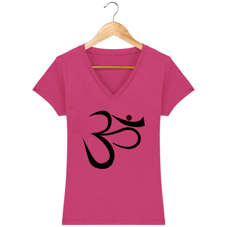 T-shirt col V en coton bio pour femme «Aum 2»