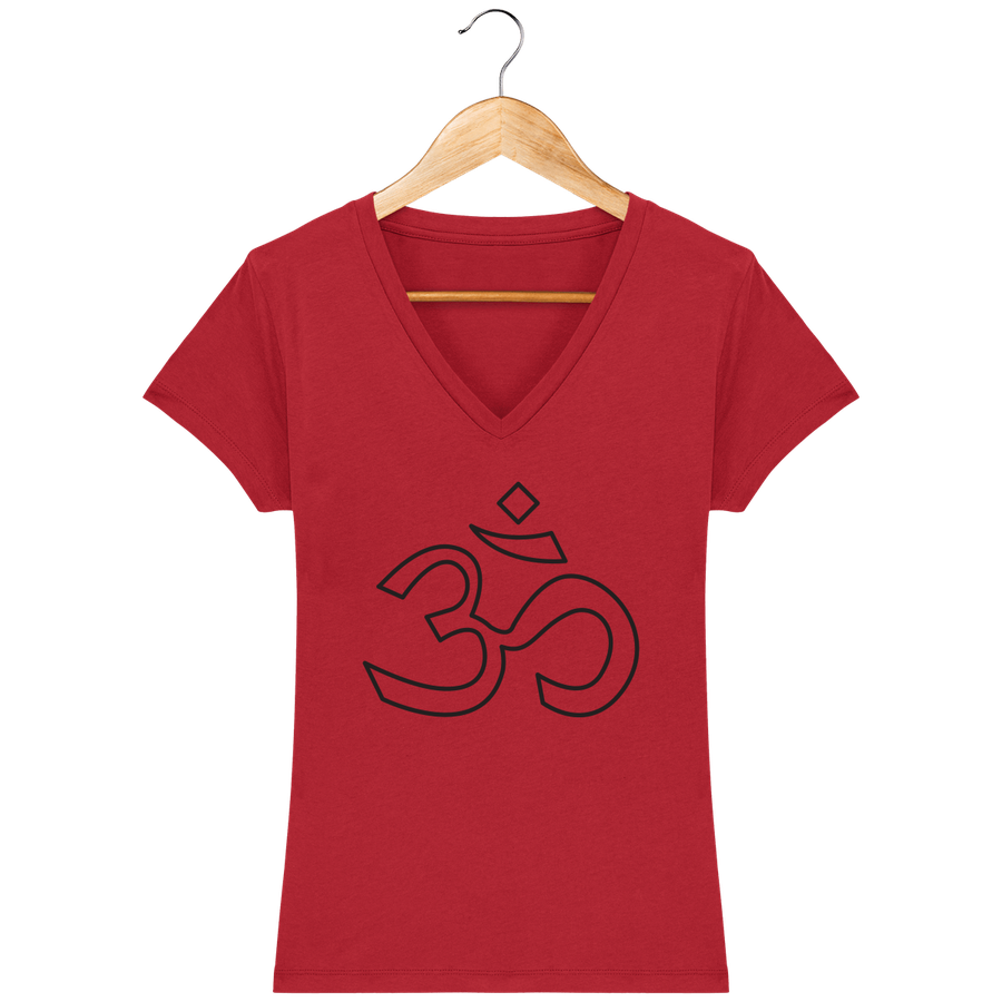 T-shirt col V en coton bio pour femme «Aum 3»