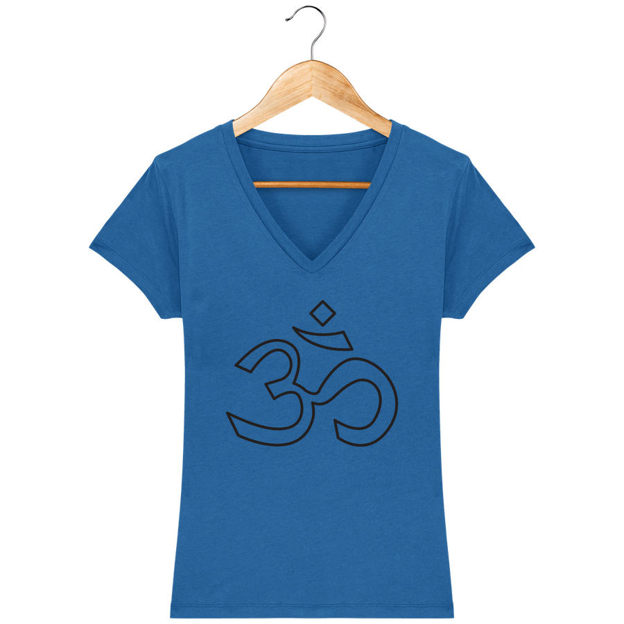 T-shirt col V en coton bio pour femme «Aum 3»