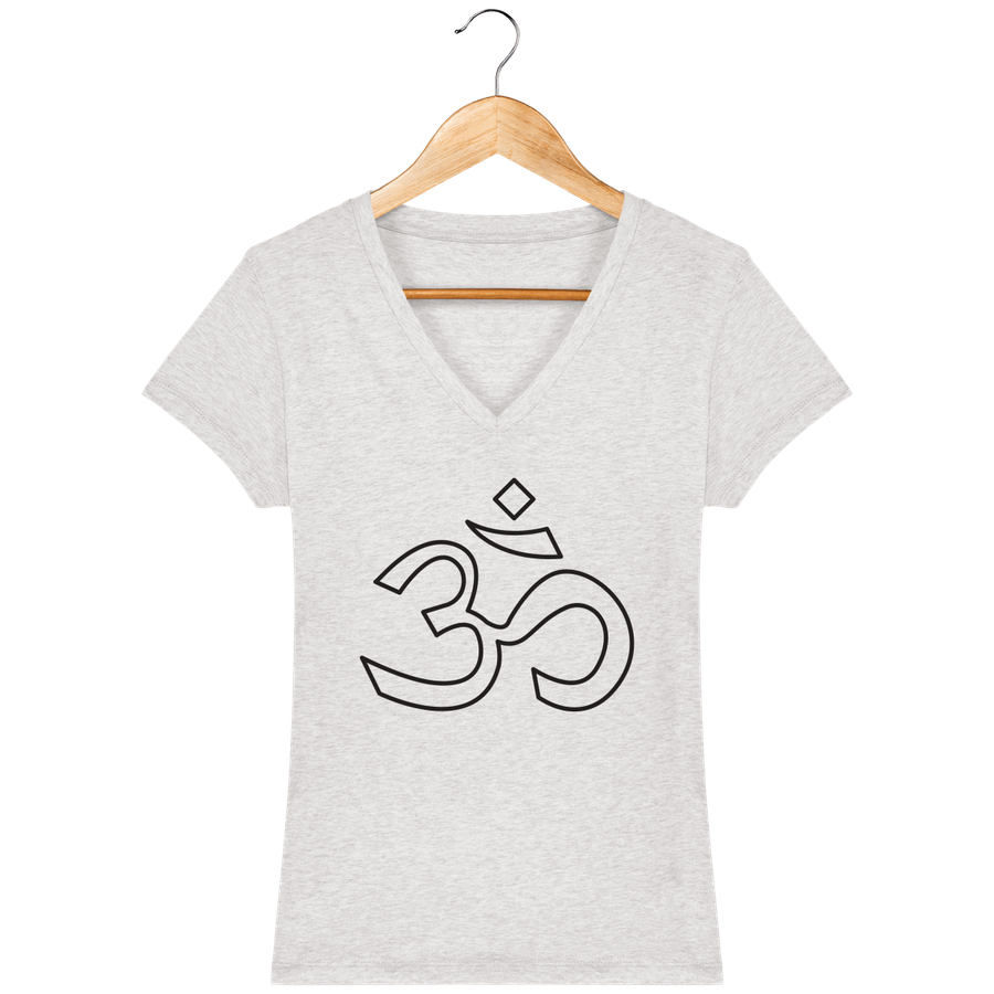 T-shirt col V en coton bio pour femme «Aum 3»