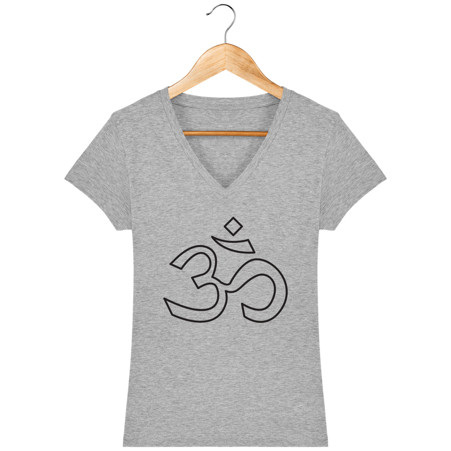 T-shirt col V en coton bio pour femme «Aum 3»