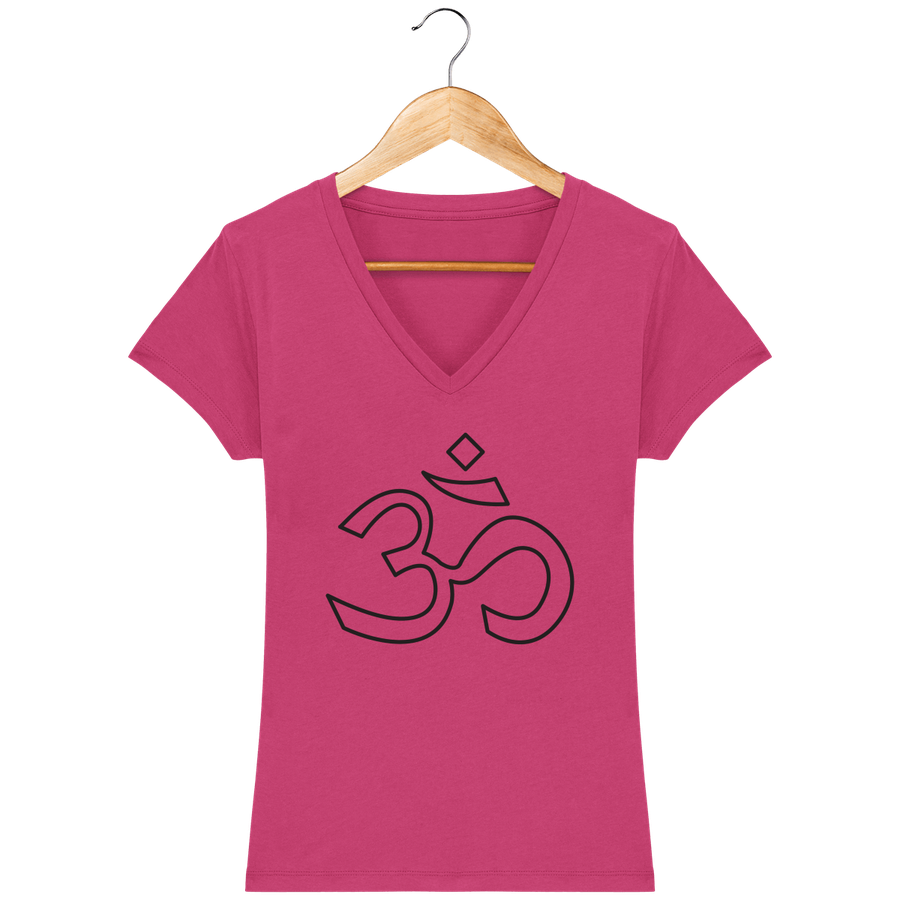 T-shirt col V en coton bio pour femme «Aum 3»