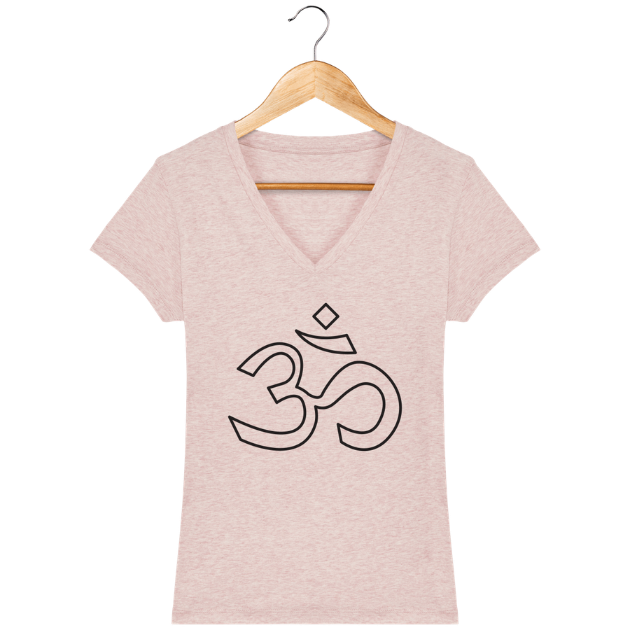 T-shirt col V en coton bio pour femme «Aum 3»