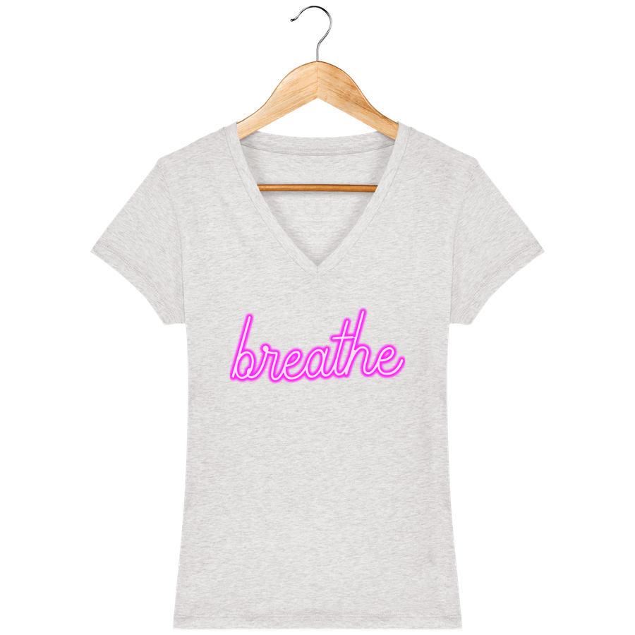 T-shirt col V en coton bio pour femme «Breathe»