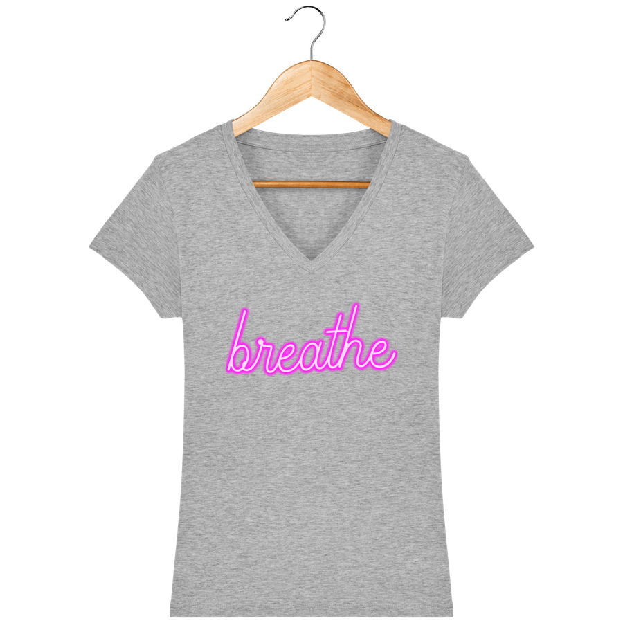 T-shirt col V en coton bio pour femme «Breathe»
