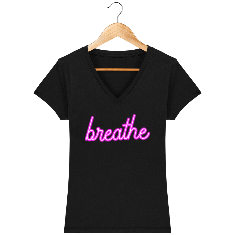 T-shirt col V en coton bio pour femme «Breathe»