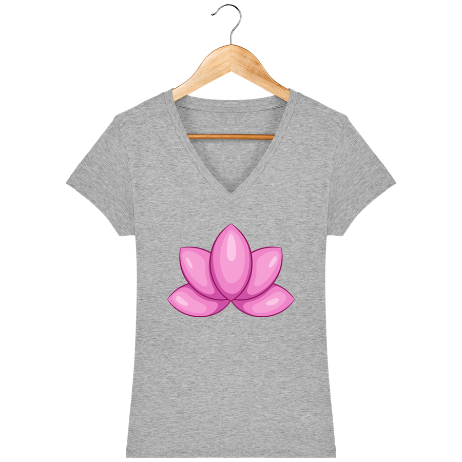 T-shirt col V en coton bio pour femme «Lotus 3»
