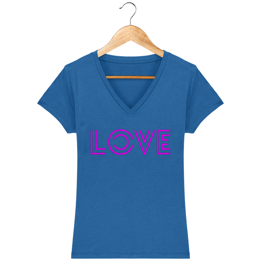 T-shirt col V en coton bio pour femme «Love»