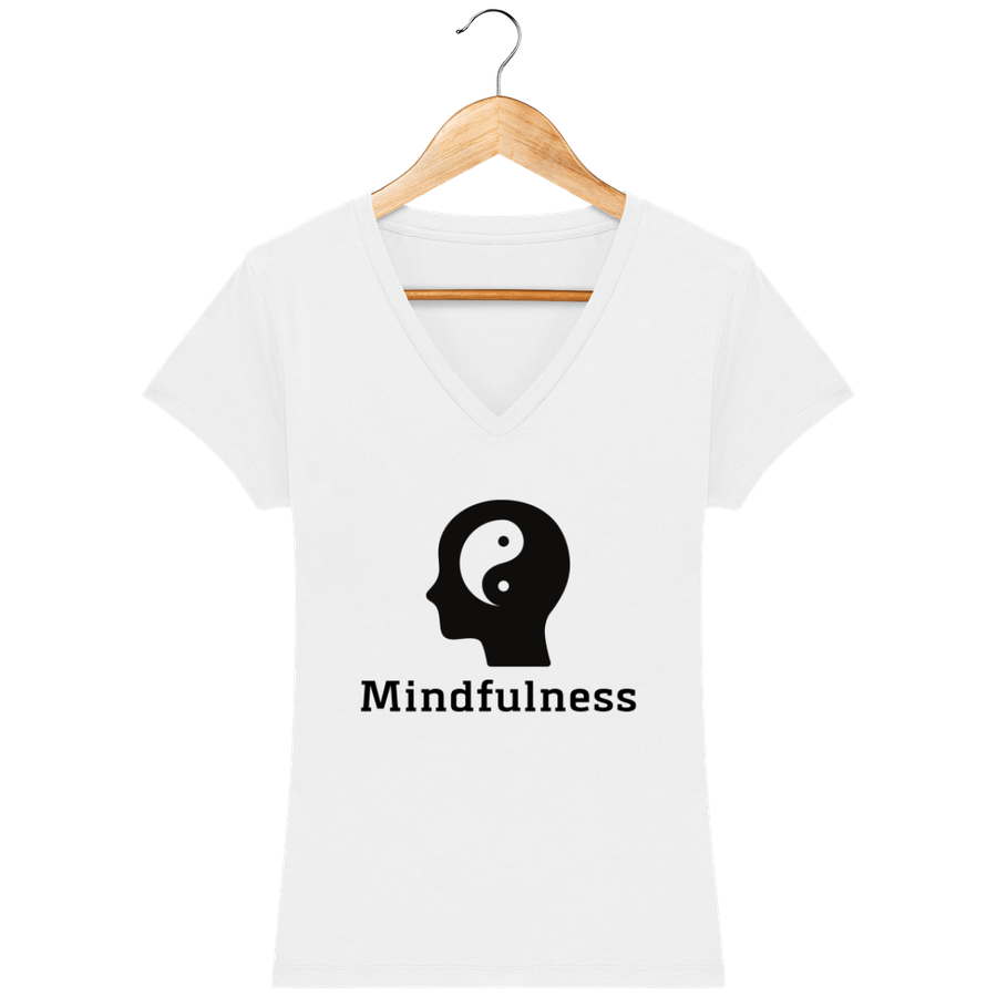 T-shirt col V en coton bio pour femme «Mindfulness»