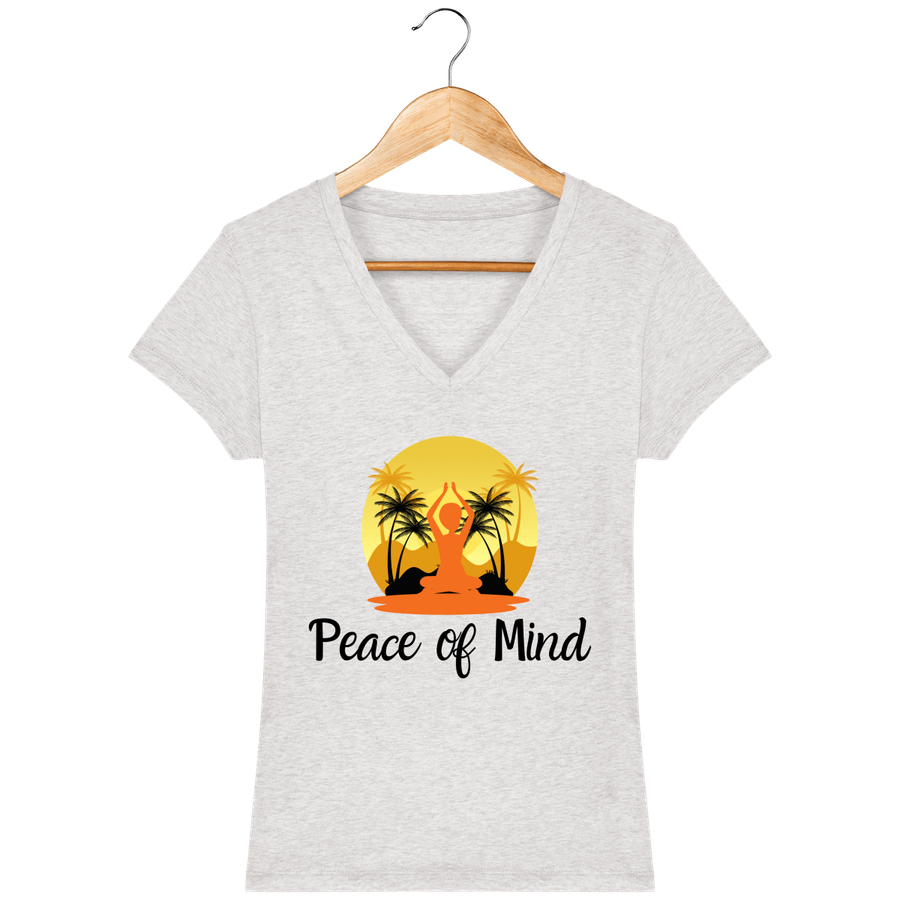 T-shirt col V en coton bio pour femme «Peace of Mind»