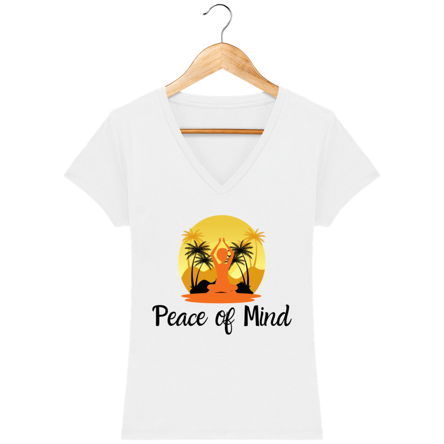 T-shirt col V en coton bio pour femme «Peace of Mind»
