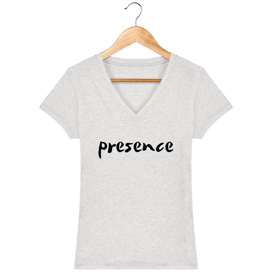 T-shirt col V en coton bio pour femme «Presence»