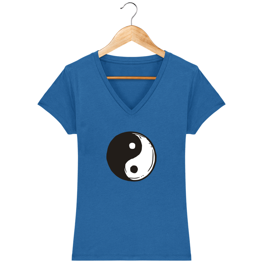 T-shirt col V en coton bio pour femme «Yin Yang 1»