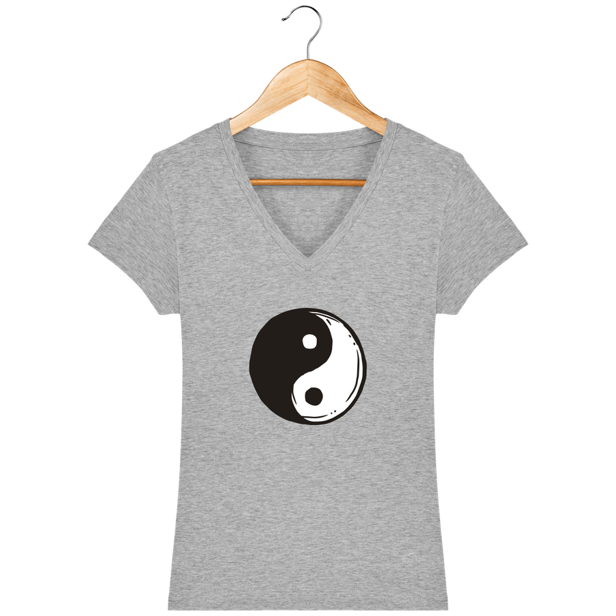 T-shirt col V en coton bio pour femme «Yin Yang 1»