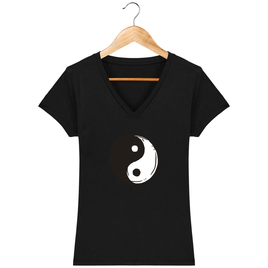T-shirt col V en coton bio pour femme «Yin Yang 1»