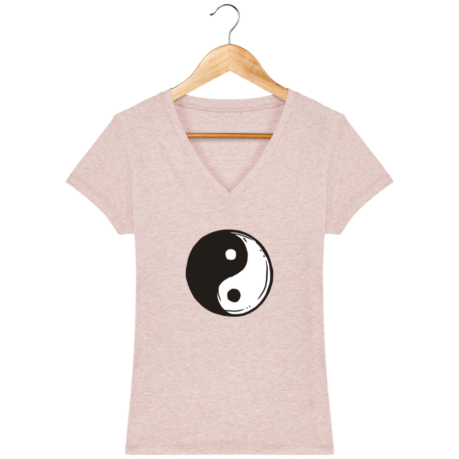 T-shirt col V en coton bio pour femme «Yin Yang 1»