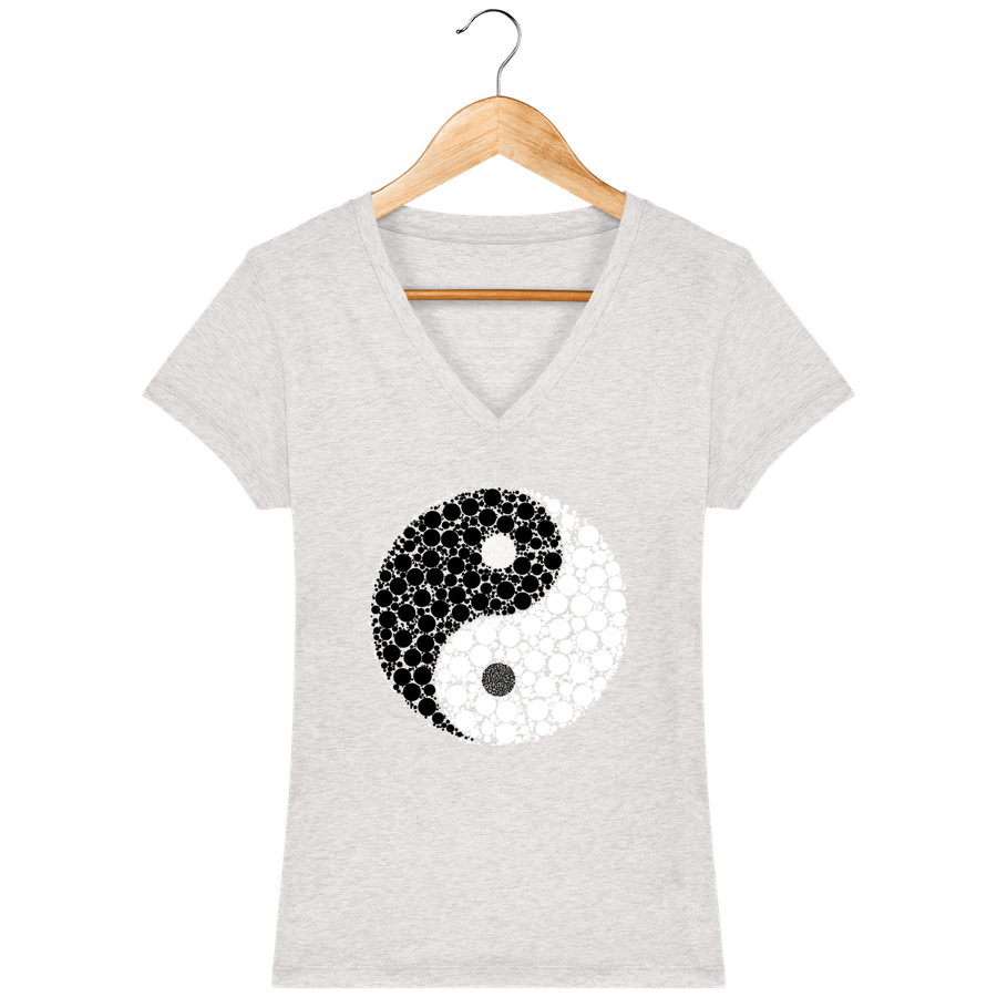 T-shirt col V en coton bio pour femme «Yin Yang 2»