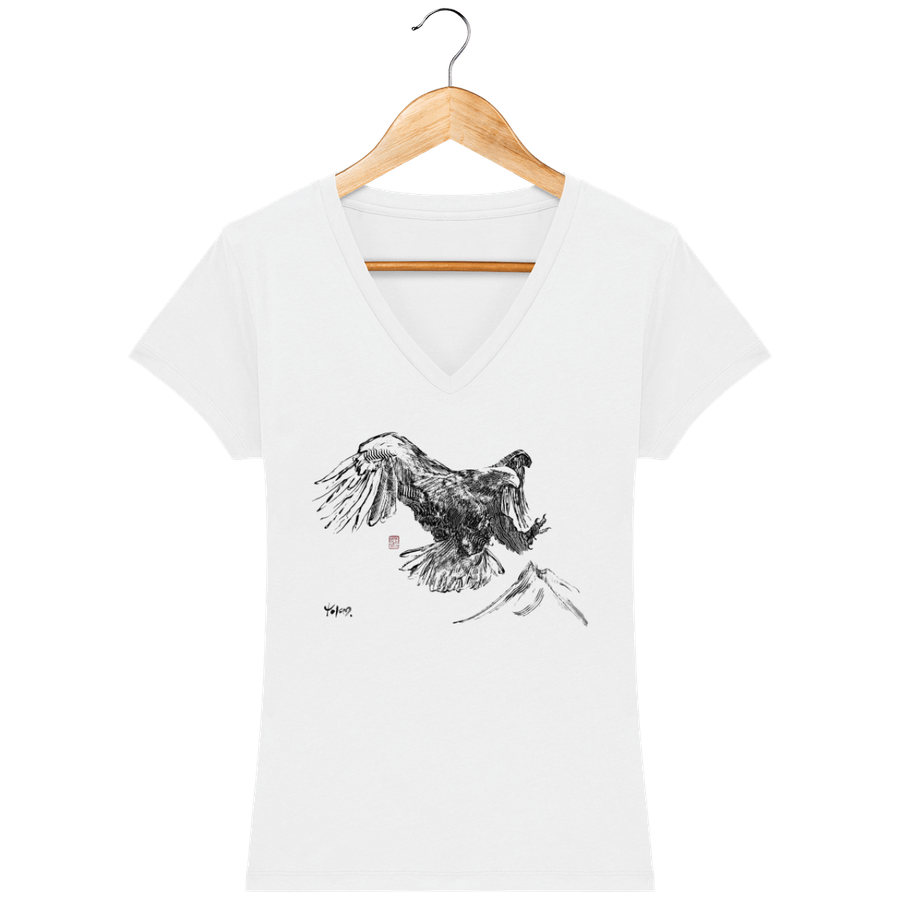T-shirt en coton bio «L'aigle et la montagne» pour femme - Collection Daography